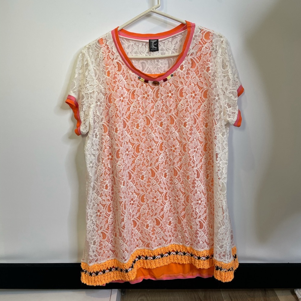 Final Sale-Tricot chic XXL Top blouse swim cover lined plus